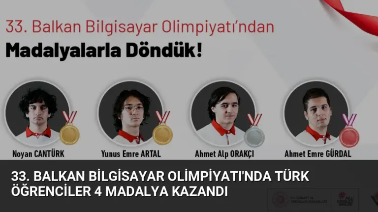 33. Balkan Bilgisayar Olimpiyatı’nda Türk Öğrenciler 4 Madalya Kazandı