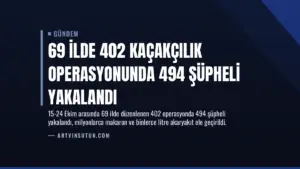 69 İlde 402 Kaçakçılık Operasyonunda 494 Şüpheli Yakalandı
