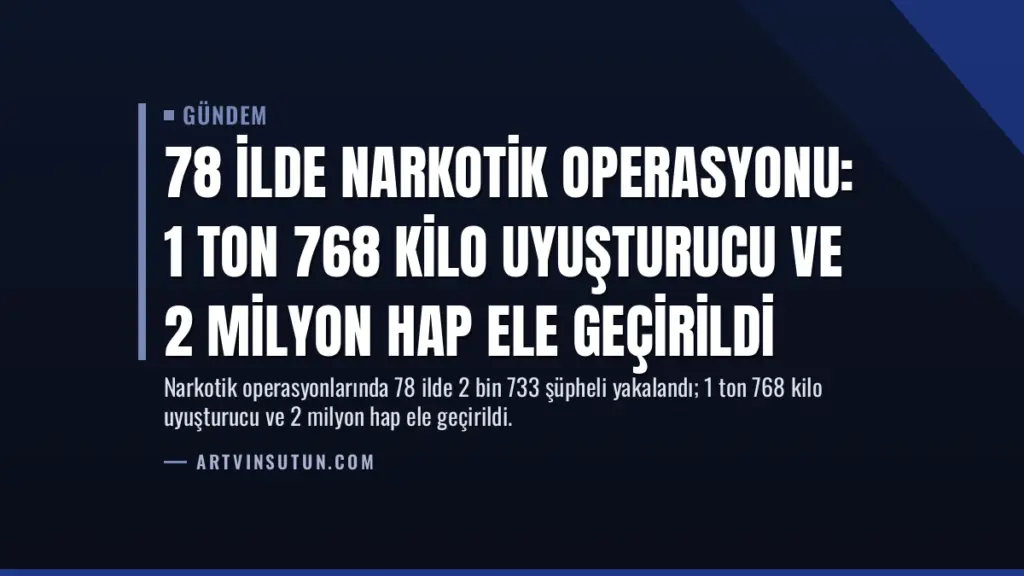 78 İlde Narkotik Operasyonu: 1 Ton 768 Kilo Uyuşturucu ve 2 Milyon Hap Ele Geçirildi