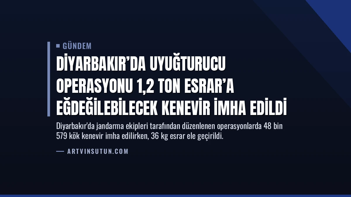 Diyarbakır’da Uyuğturucu Operasyonu 1,2 Ton Esrar’a Eğdeğilebilecek Kenevir İmha Edildi